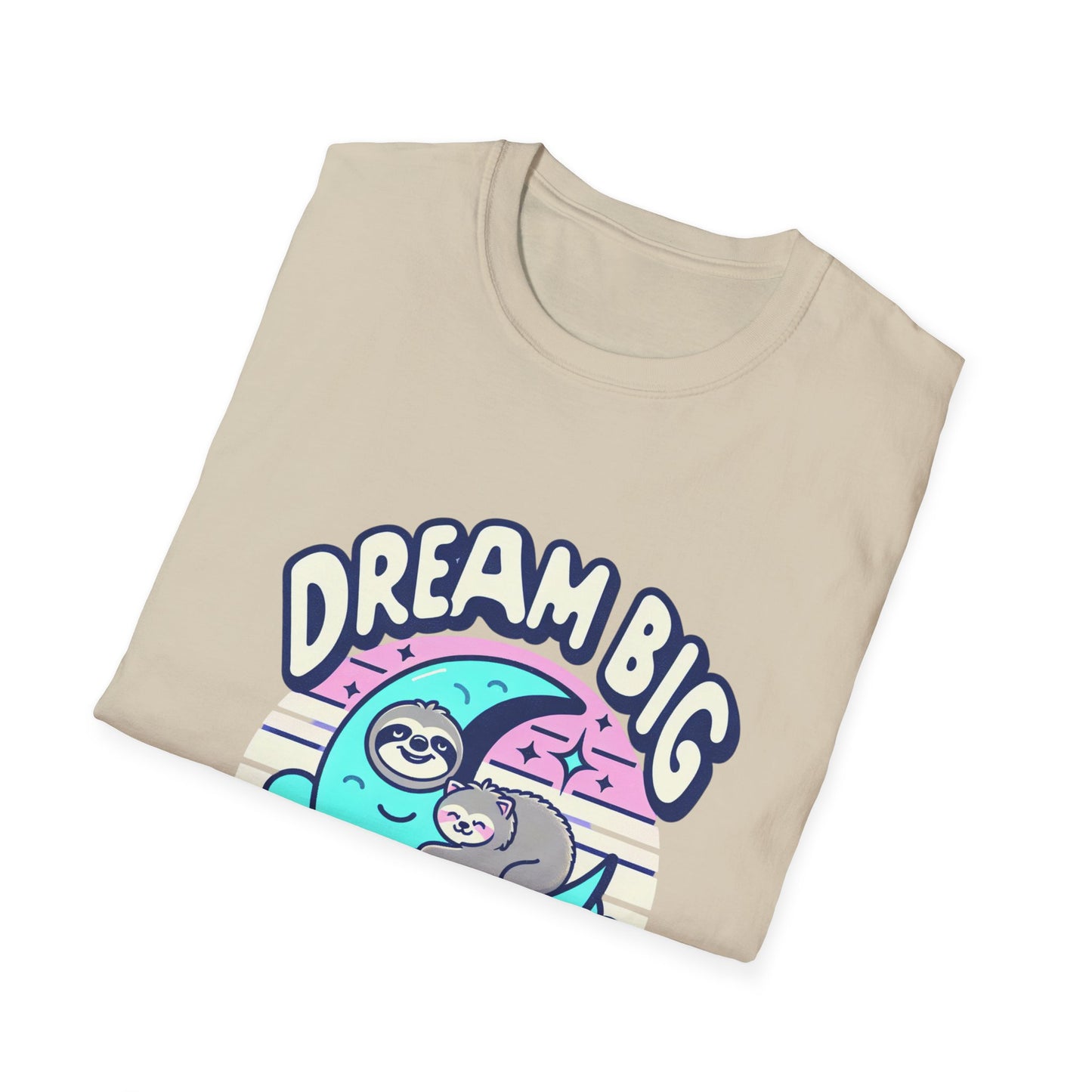 Dream Big Nap Harder Unisex T-Shirt | Relaxed Fit Sloth Graphic Tee
