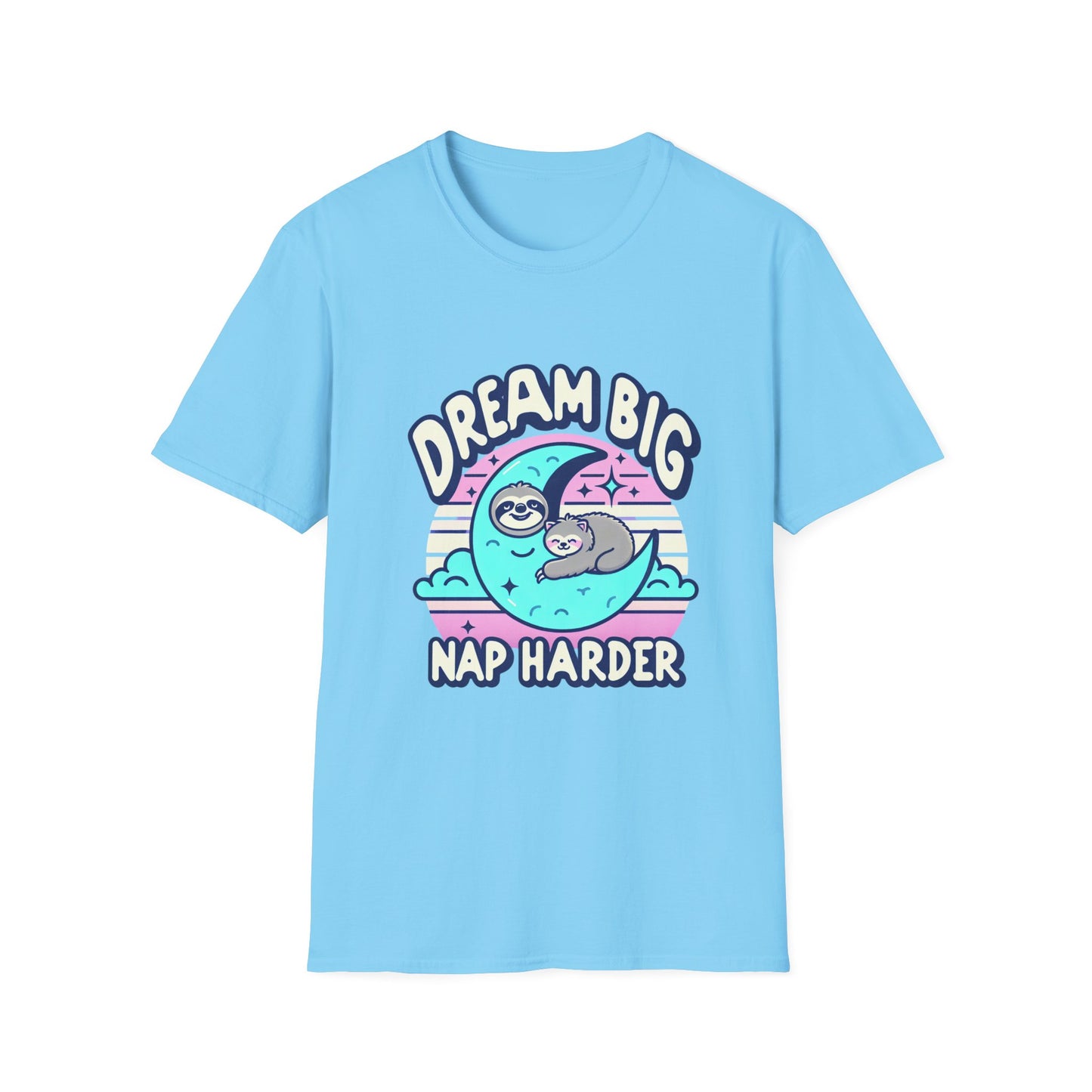 Dream Big Nap Harder Unisex T-Shirt | Relaxed Fit Sloth Graphic Tee