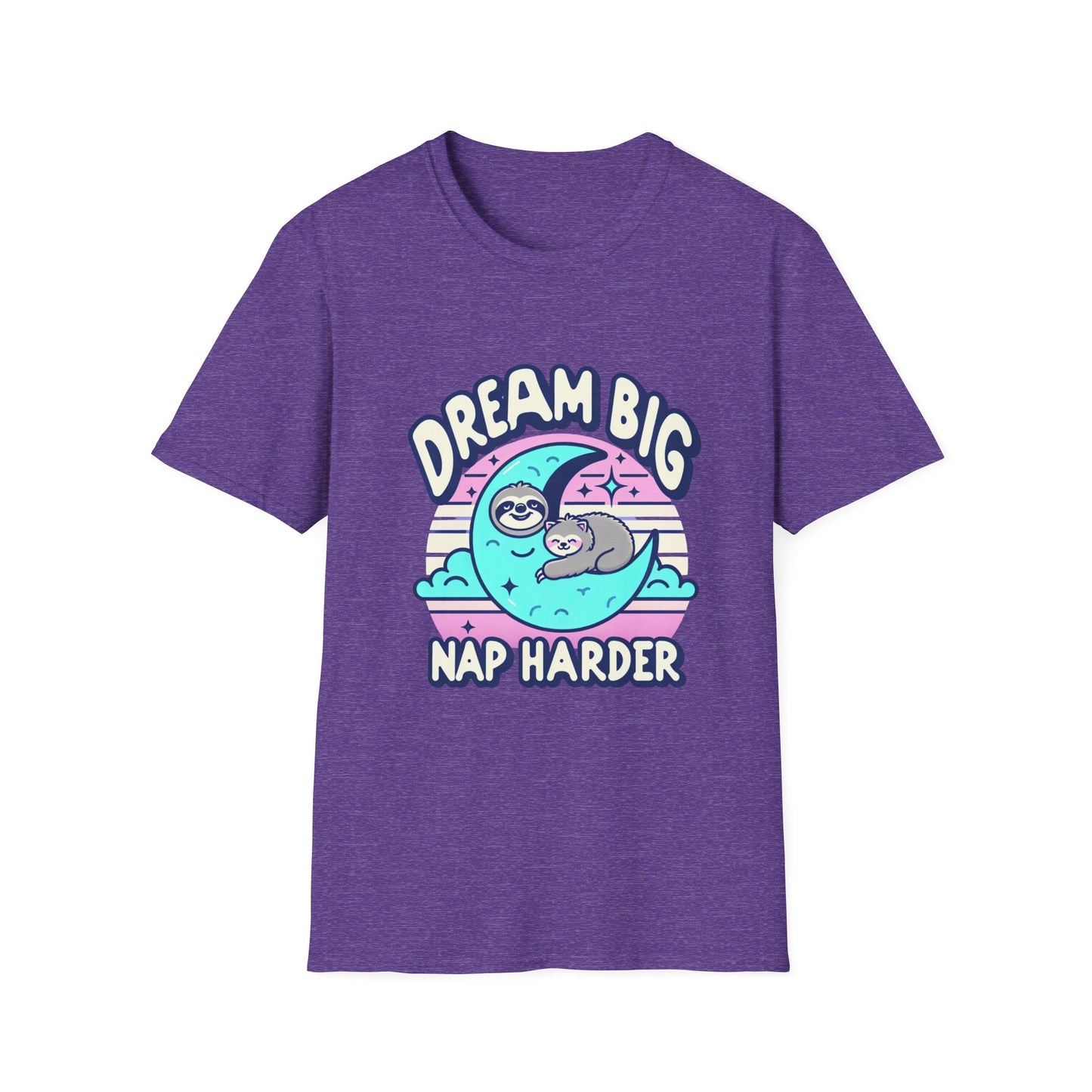 Dream Big Nap Harder Unisex T-Shirt | Relaxed Fit Sloth Graphic Tee