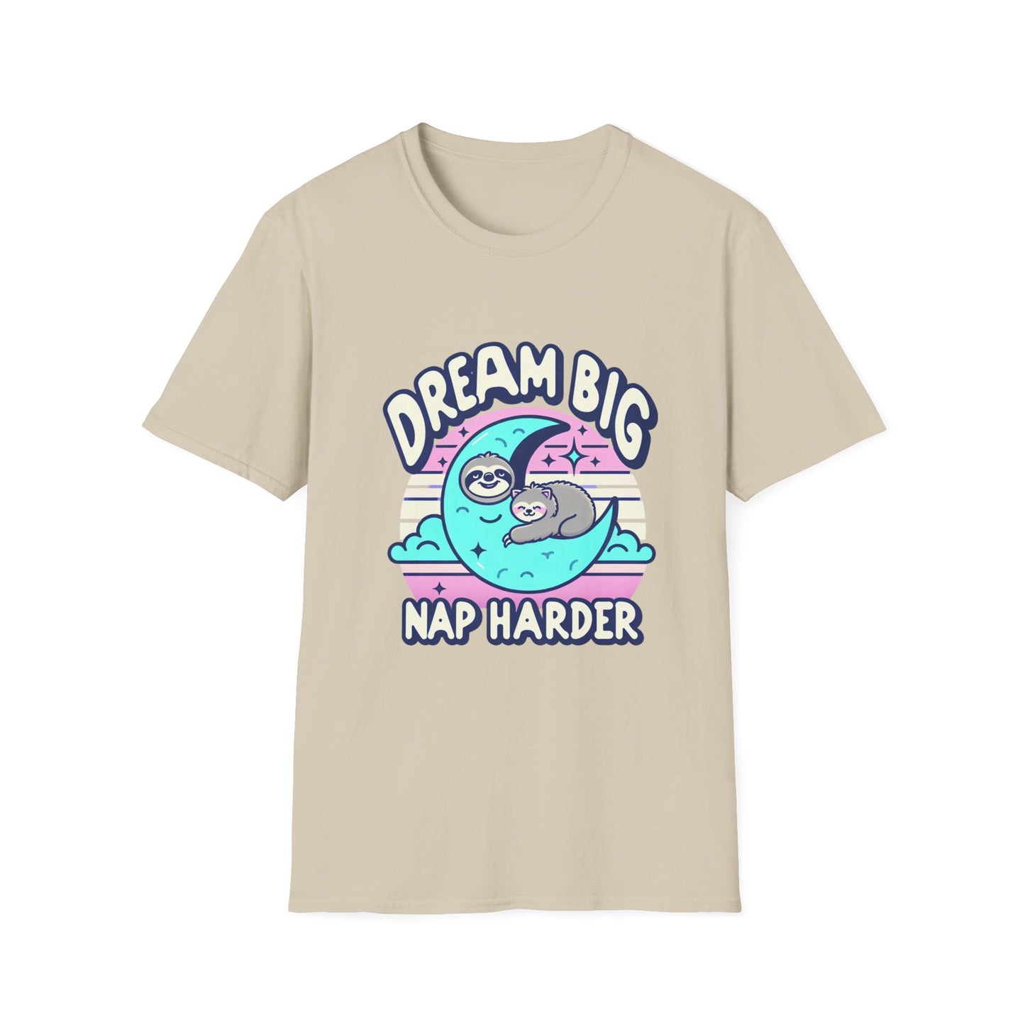 Dream Big Nap Harder Unisex T-Shirt | Relaxed Fit Sloth Graphic Tee