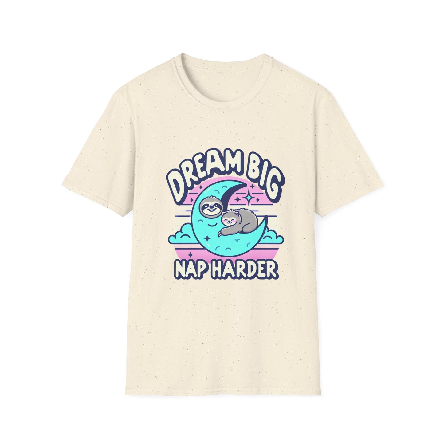 Dream Big Nap Harder Unisex T-Shirt | Relaxed Fit Sloth Graphic Tee
