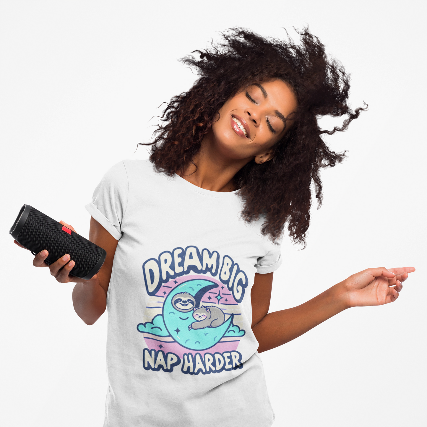 Dream Big Nap Harder Unisex T-Shirt | Relaxed Fit Sloth Graphic Tee